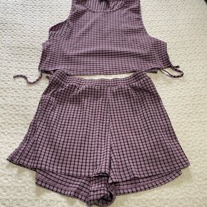 ASOS Purple Checkered Tank Top Size 12 and Shorts Set Size 10 ~Sleep Wear